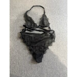 Victorias Secret Chantilly Lace Teddy Black Sz M Sexy Lingerie Strappy